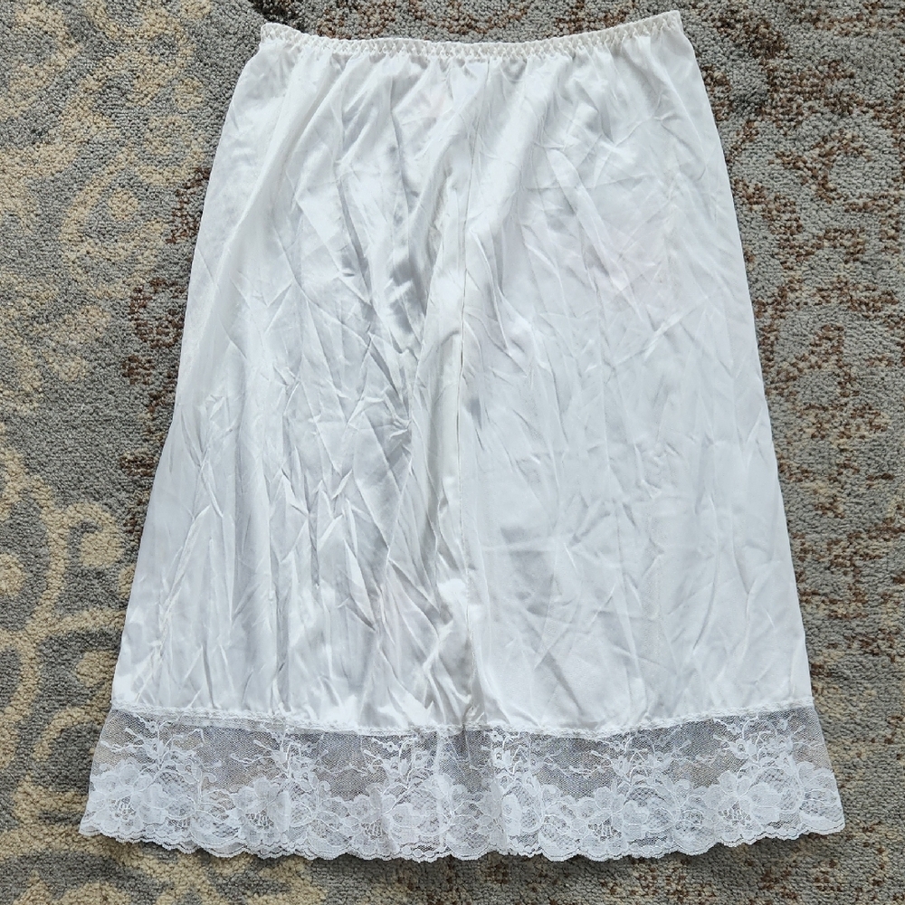 Vintage Nylon & Lace Slip Skirt White Large